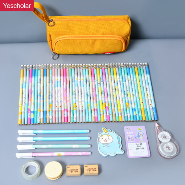 DM_20251020110051_001 Factory Canvas big capacity two zipper pencil pouch for school YE7089