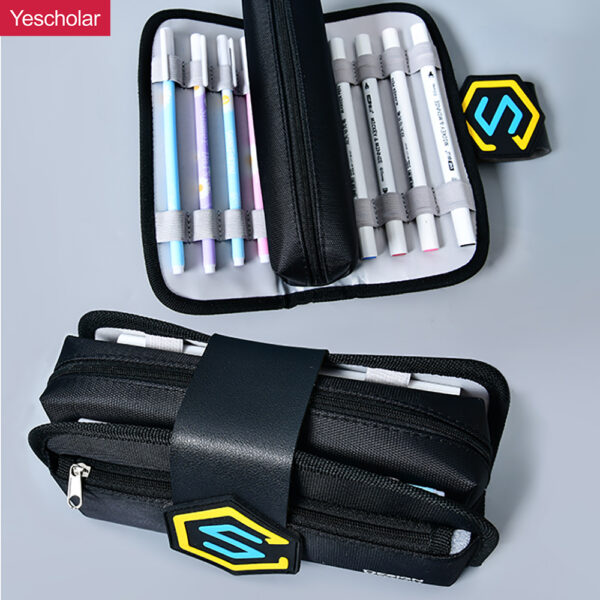 DM_20251020110159_001 Canvas Korean Style three zipper multifunctional Detachable large capacity Pencil Case YE7088