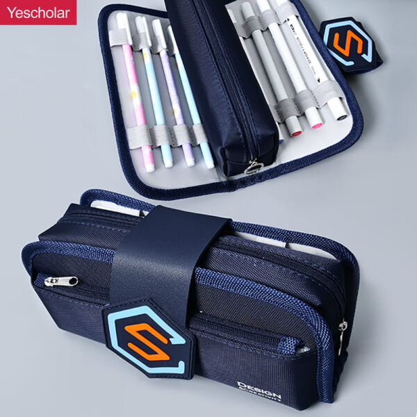 DM_20251020110200_001 (1) Canvas Korean Style three zipper multifunctional Detachable large capacity Pencil Case YE7088