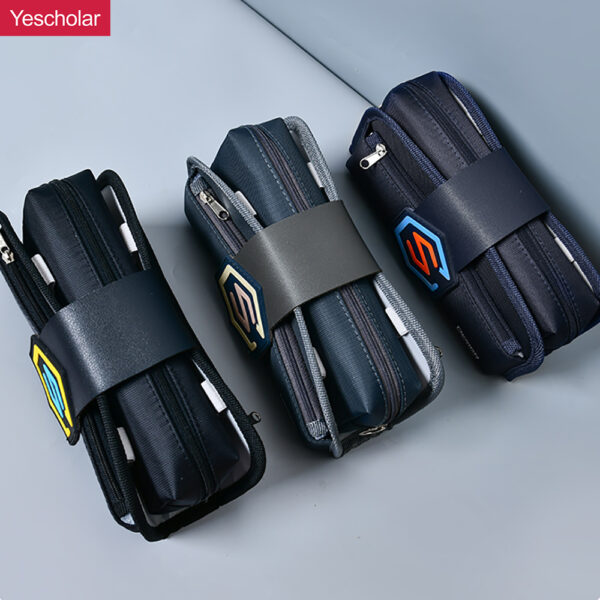 DM_20251020110201_001 Canvas Korean Style three zipper multifunctional Detachable large capacity Pencil Case YE7088