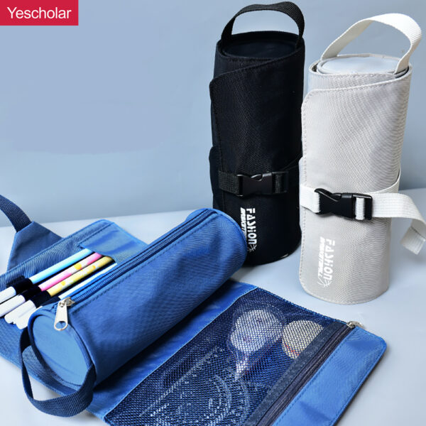 DM_20251020113752_001 Canvas Creative Simple Roll up 2 in 1 cylinder Portable Multi-Functional Pencil Case YE7082
