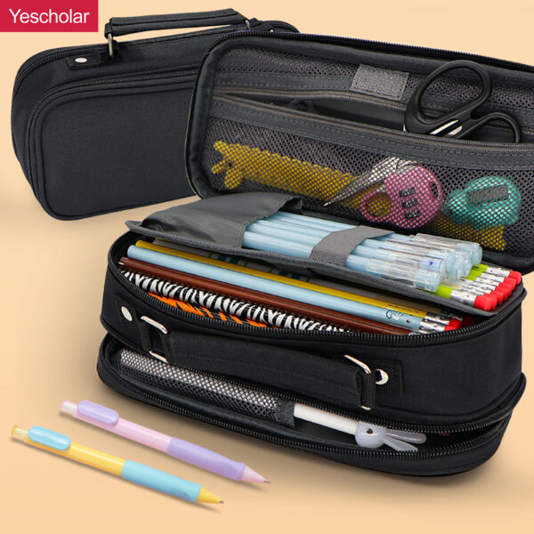 DM_20251020120231_001 Canvas small batch custom printed logo portable high capacity plain black pencil case YE7157