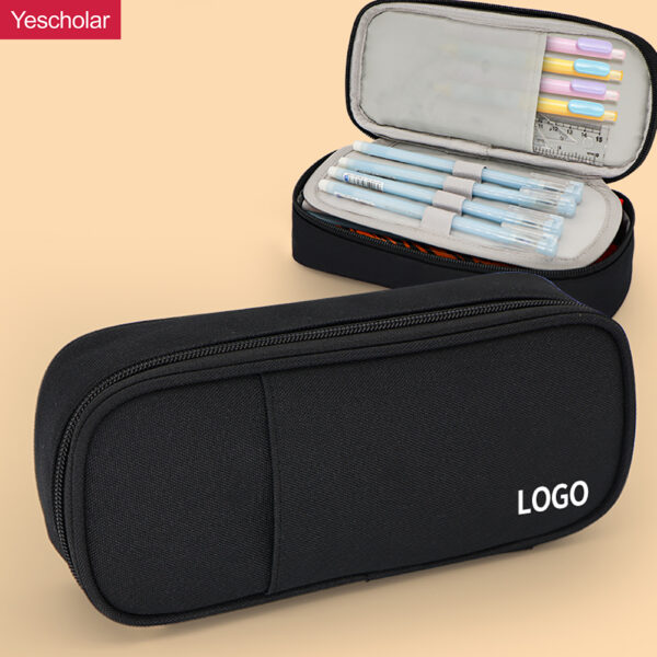 DM_20251020120234_001 Canvas small batch custom printed logo portable high capacity plain black pencil case YE7157