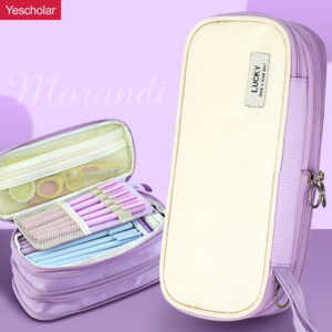 DM_20251020134231_001 Canvas 3 ring zipper Morandi tote Large Capacity telescopic Pencil Case YE7503