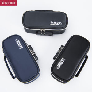 Polyester fiber multi-function individual slots double layer pencil case with code lock YE6559