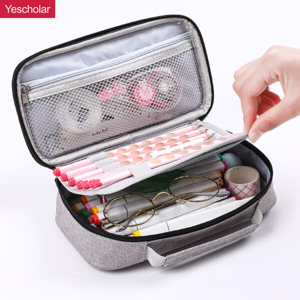 DM_20251020134716_001 Canvas student portable korean 3 layer extra large-capacity pencil case YE6765