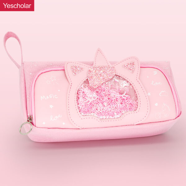 DM_20251020141539_001 (1) Canvas pink Cartoon Transparent glitter Window Quicksand multifunction Pencil Case YE7162