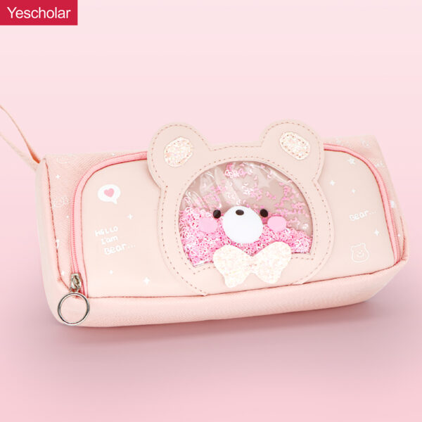 DM_20251020141541_001 Canvas pink Cartoon Transparent glitter Window Quicksand multifunction Pencil Case YE7162