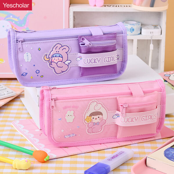 DM_20251020143107_001 Canvas pencil case Japanese junior high school student multifunctional pencil case YE7196