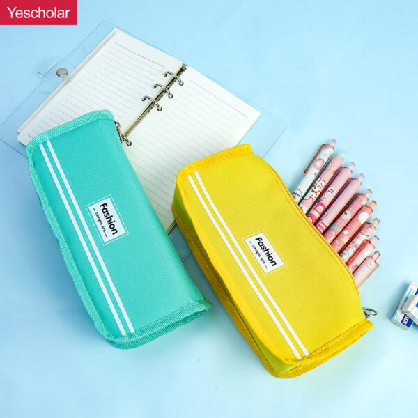 plain Canvas solid color can processed custom simple korean style triangle pencil case YE7221