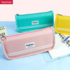 plain Canvas solid color can processed custom simple korean style triangle pencil case YE7221