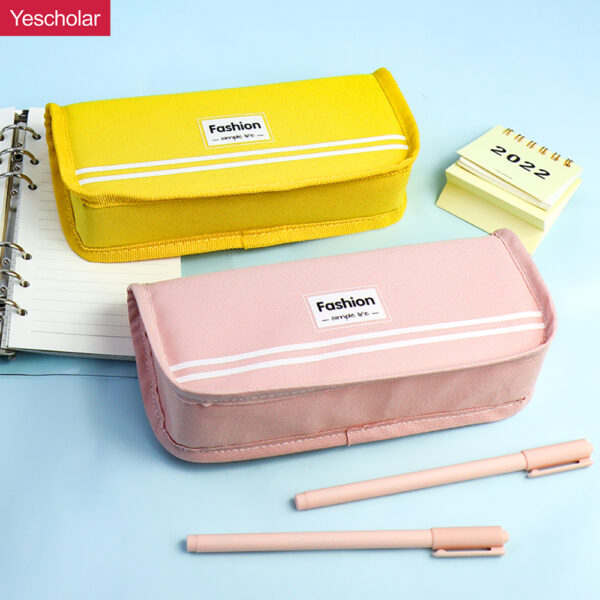 plain Canvas solid color can processed custom simple korean style triangle pencil case YE7221