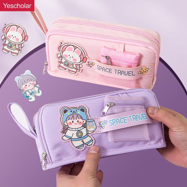 DM_20251020143616_001 Canvas multipurpose pocket Coin Bag Japanese Small Fresh 2 zip Pencil Case YE7096