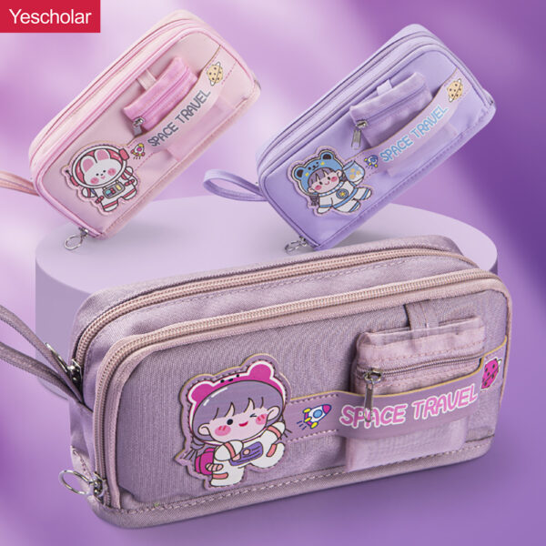 DM_20251020143617_001 Canvas multipurpose pocket Coin Bag Japanese Small Fresh 2 zip Pencil Case YE7096