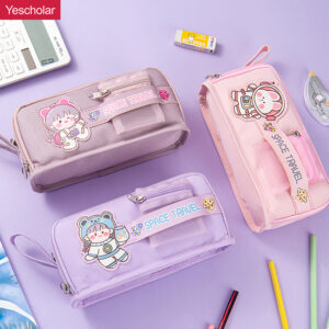 DM_20251020143618_001 Canvas multipurpose pocket Coin Bag Japanese Small Fresh 2 zip Pencil Case YE7096