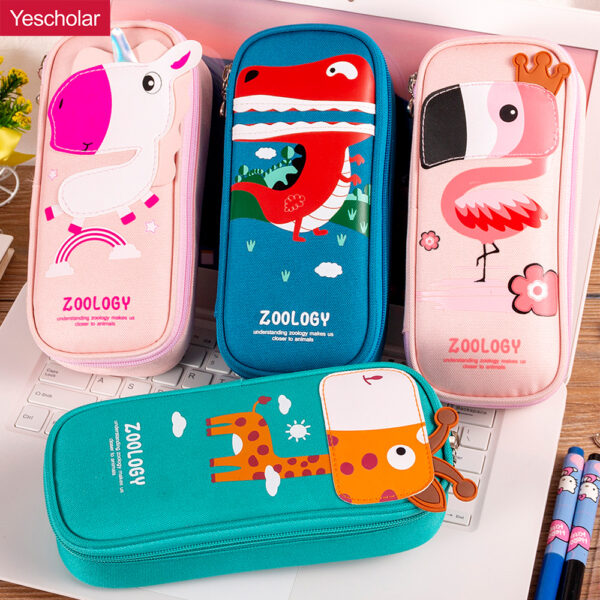 DM_20251020144252_001 (1) Canvas cartoon cute animal pattern zipper waterproof pencil case YE5962
