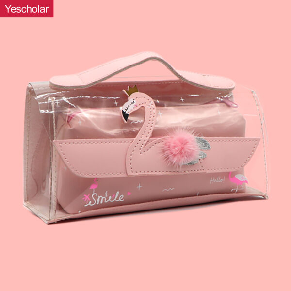 PU portable cute small fresh transparent swan letter flamingo pencil case YE6469