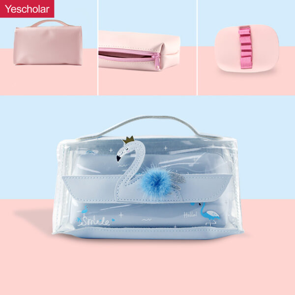PU portable cute small fresh transparent swan letter flamingo pencil case YE6469