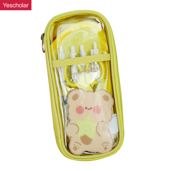 PVC+PU girly transparent large-capacity cute high-value japanese student pencil case YE7501