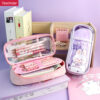 PVC+PU girly transparent large-capacity cute high-value japanese student pencil case YE7501