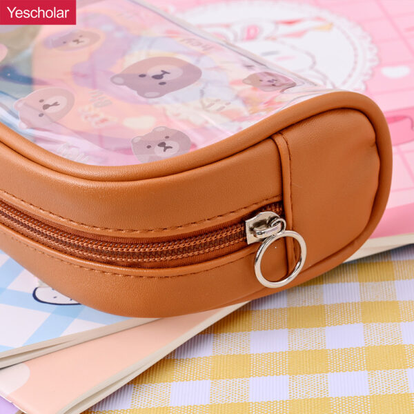 Transparent PVC large soft capacity student cute simple cartoon pencil case YE7186+YE7180