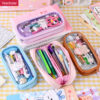Transparent PVC large soft capacity student cute simple cartoon pencil case YE7186+YE7180